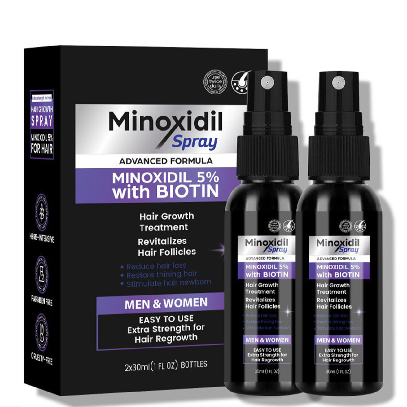 Minoxidil 5% Growth Spray (2×30ml)